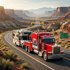 Towing Sandy long-distance towing service hauling a motorhome along a desert highway for reliable long-range vehicle transport.