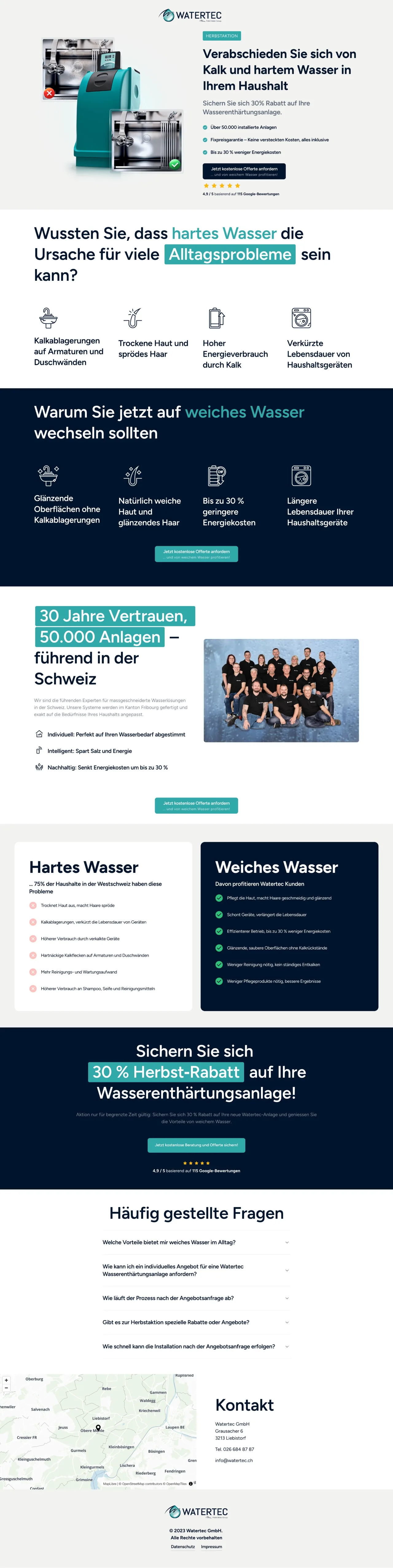 Kampagnen-Landingpage der Watertec GmbH