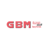 Rotes Logo mit "GBM" in gestreiften Großbuchstaben und "kunst stoff technik" in Kleinbuchstaben daneben.