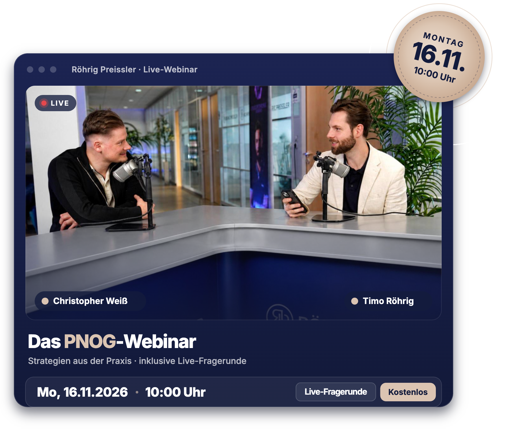 Das PNOG-Webinar am 16.11.2026 um 10 Uhr mit Christopher Weiß und Timo Röhrig