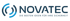 Logo von NOVATEC mit dem Slogan „Die besten Ideen für Ihre Sicherheit“ und einem blauen Kreissymbol auf schwarzem Grund.