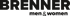 Schwarzer Text auf grünem Hintergrund: BRENNER men & women