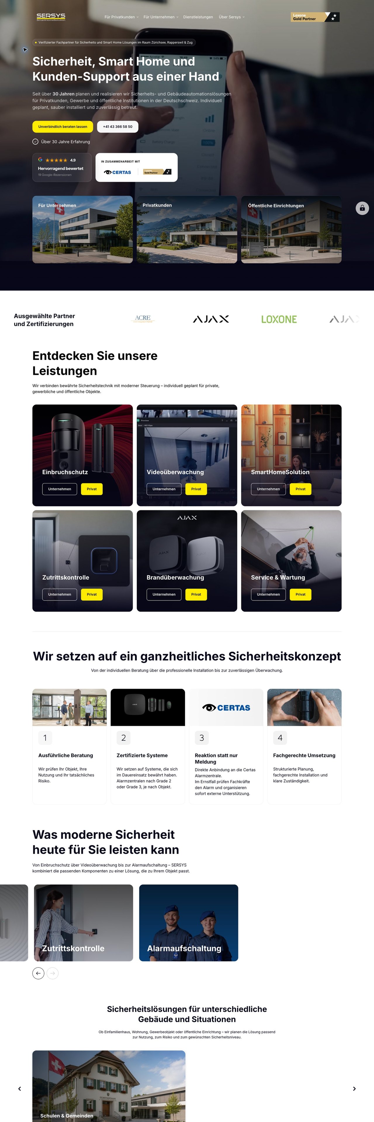 Startseite der SERSYS AG vorher und nachher