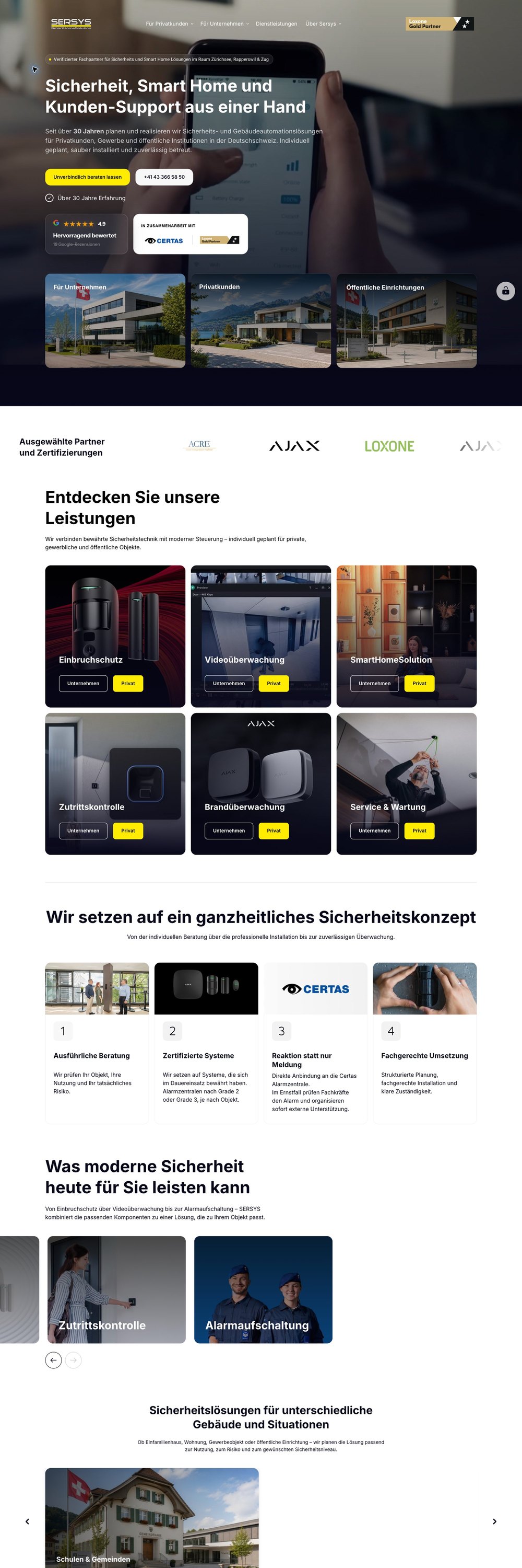 Neue Startseite der SERSYS AG auf sersys.swiss