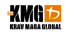 Logo von KMG Krav Maga Global mit schwarzem Text und orangefarbenem Quadrat mit weißem Symbol.