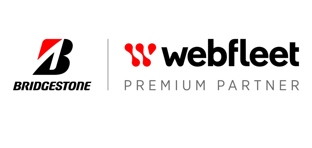 Logos von Bridgestone und Webfleet mit dem Text "PREMIUM PARTNER".