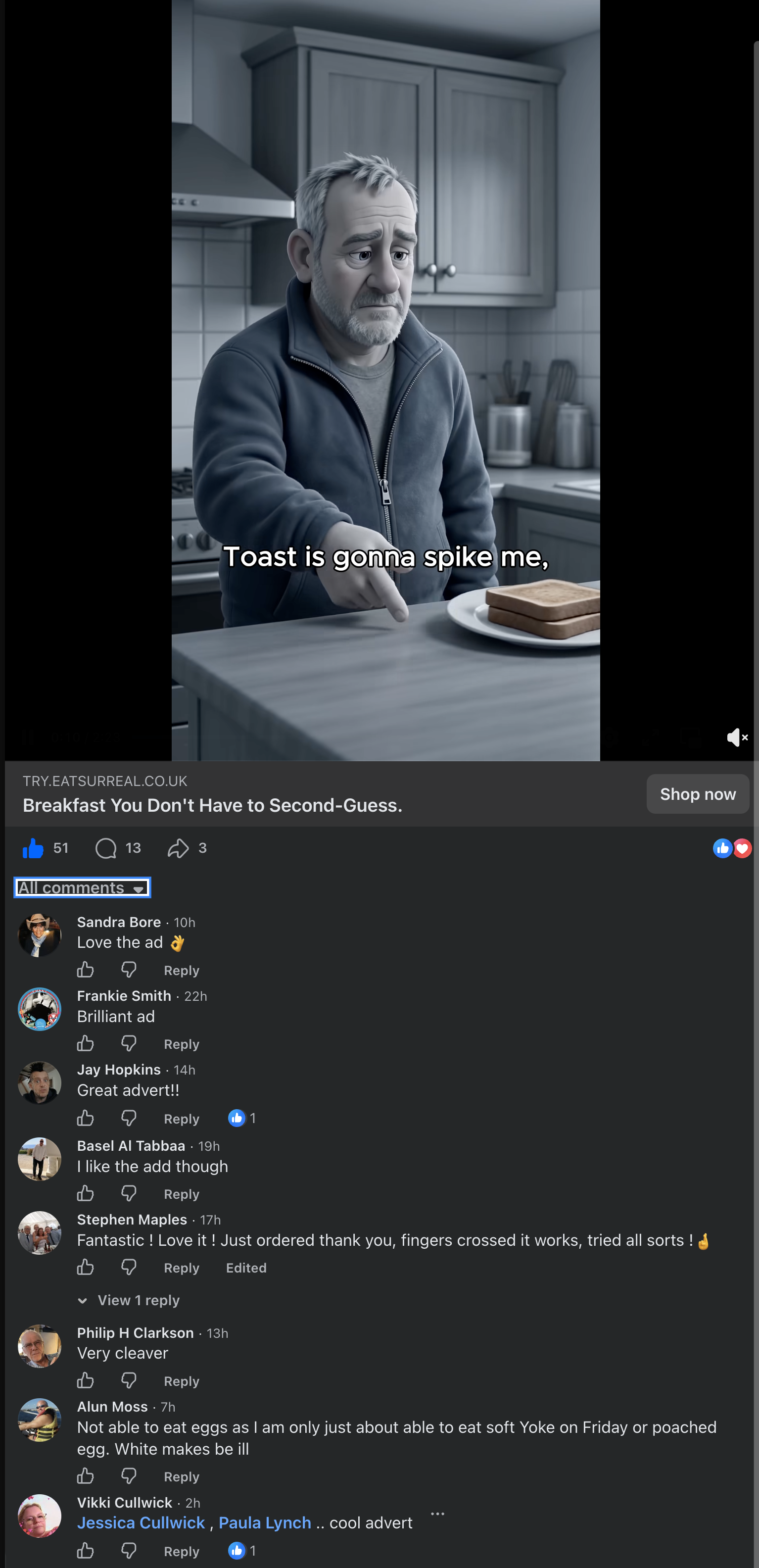 Comentarii reale de sub reclama Pixar pe Facebook