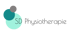 SD Physiotherapie Logo mit drei Kreisen in Türkis, Hellblau und Grau auf dunkelgrünem Hintergrund.