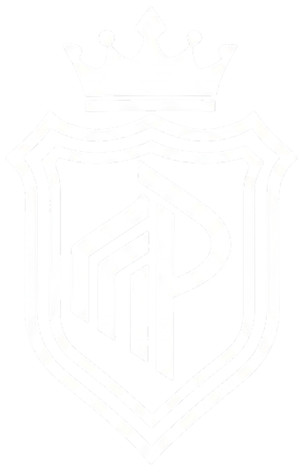 White crown above a shield with stylized "MP" letters on a green background.