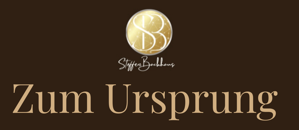 Logo Zum Ursprung von Steffen Backhaus -mit goldenen Initialen SB auf braunem Hintergrund. 