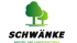 Logo mit zwei grünen Bäumen und dem Text „SCHWÄNKE GARTEN- UND LANDSCHAFTSBAU“.