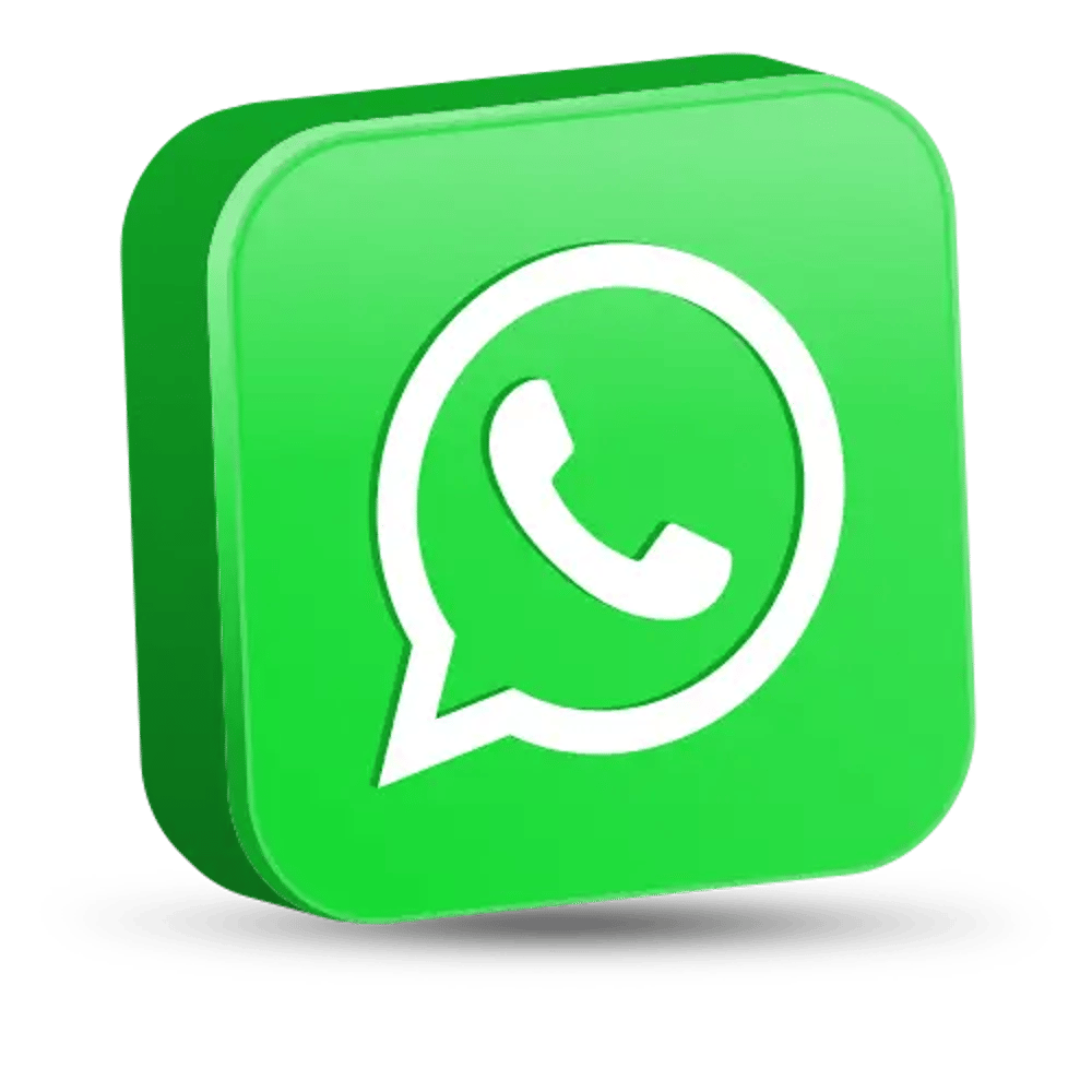 Grünes 3D-WhatsApp-Logo mit weißer Sprechblase und Telefonhörer-Symbol.
