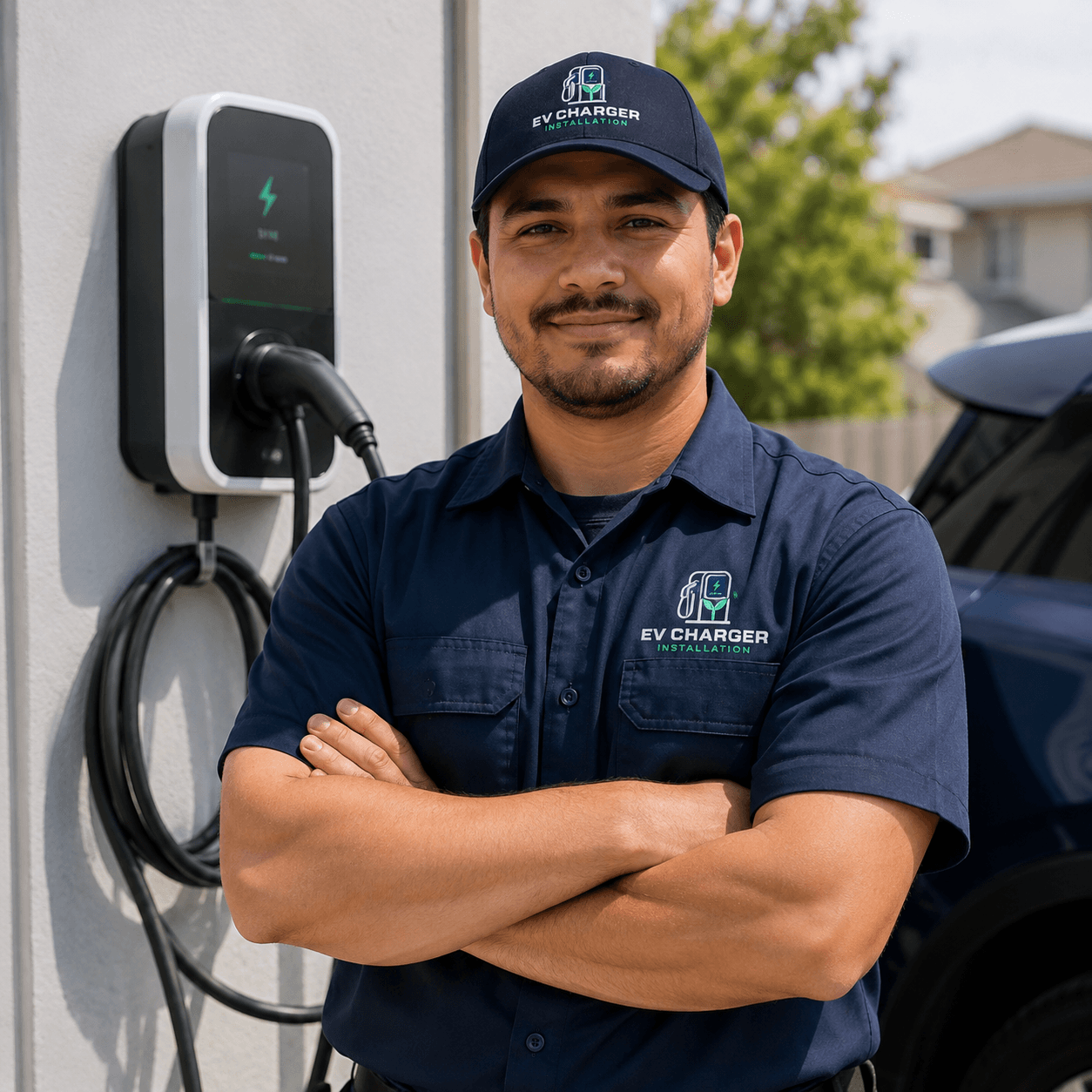 Licensed electrician working at a residential electrical panel in Tustin