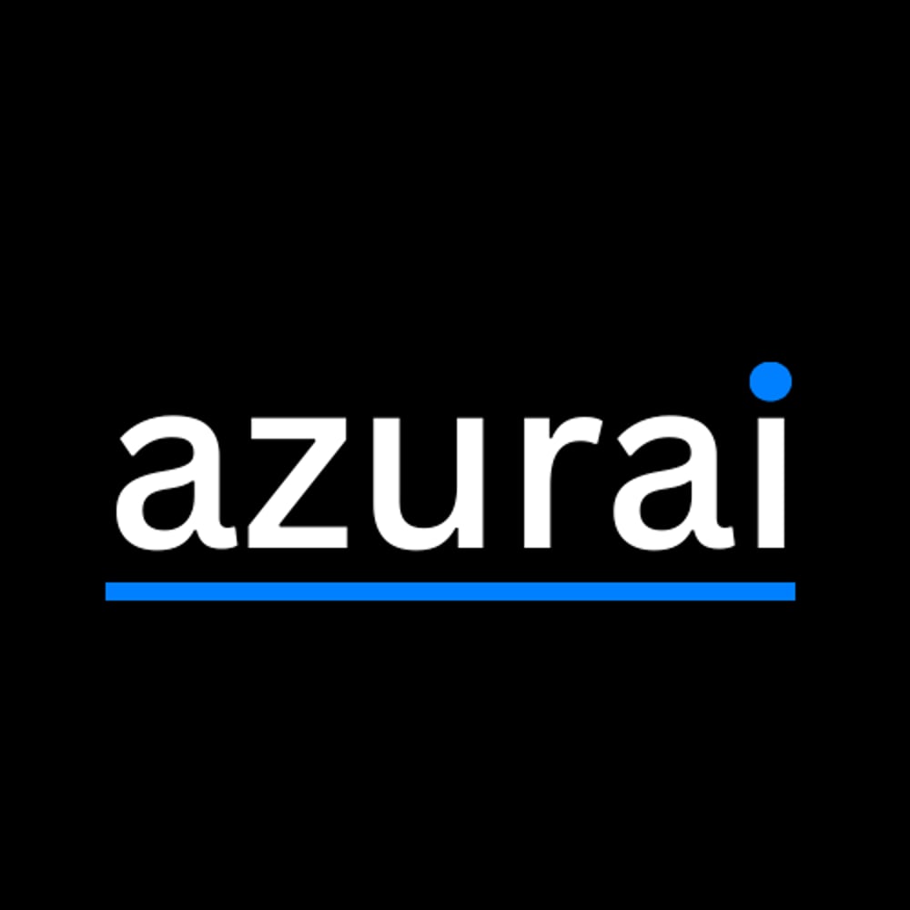 AzuraAI-Logo mit blauem Text und einer blauen Wolke darunter.