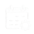 Kalender-Symbol mit Zahnrad, das Einstellungen oder Planung darstellt.