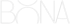 Weißer Schriftzug BONA in minimalistischer, serifenloser Schrift auf schwarzem Hintergrund.