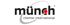 Firmenlogo von "münch chemie international" mit rotem Punkt und grauer, geschwungener Linie.