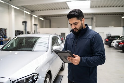 KFZ-Sachverständiger bewertet den Wert eines Fahrzeugs