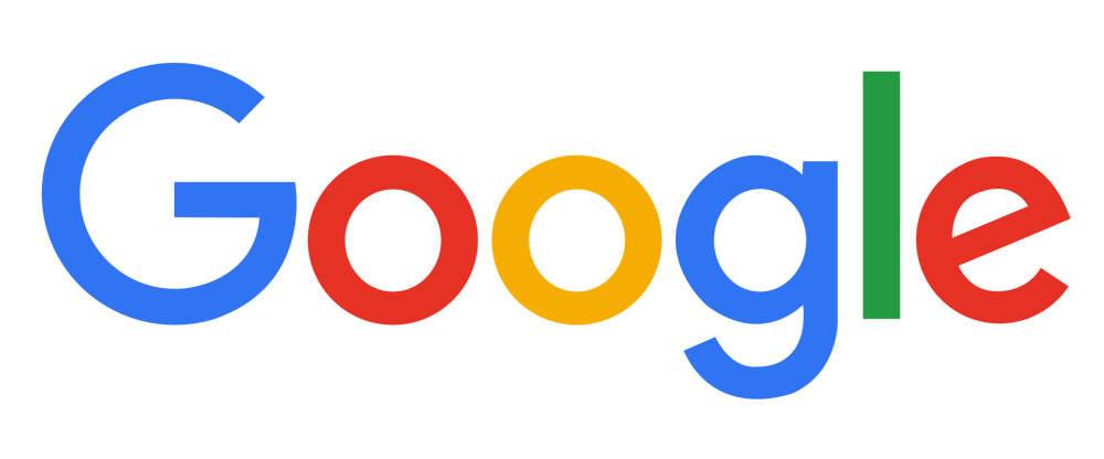 Buntes Google-Logo in den Farben Blau, Rot, Gelb und Grün auf schwarzem Hintergrund.