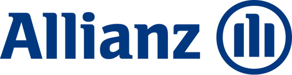 Allianz-Logo in Dunkelblau mit dem Schriftzug "Allianz" und einem kreisförmigen Symbol aus drei vertikalen Balken.