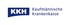 Blaues KKH Logo mit weißer Schrift und dem Text „Kaufmännische Krankenkasse“.