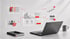 Laptop auf Schreibtisch mit schwebenden 3D-Icons für Projektplanung, Zielsetzung, Teamarbeit und Zeitmanagement.