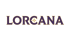 Lorcana-Logo in lila Schrift mit goldener Umrandung auf dunkelgrünem Hintergrund, das „O“ ist ein goldener Stern.