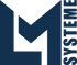 Dunkelblaues Logo mit den stilisierten Buchstaben L und M sowie dem vertikalen Schriftzug SYSTEME auf schwarzem Hintergrund.