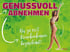 Eine Frau in beigefarbener Unterwäsche, die eine kleinere Silhouette nachahmt, mit den Worten "GENUSSVOLL ABNEHMEN" und "Bis zu 100% Krankenkassen bezuschusst!"