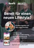 „Bereit für einen neuen Lifestyle?“ mit lächelndem Paar, BenFit und Bechelte Logos, Essensschale, Smartphone-App und Text.