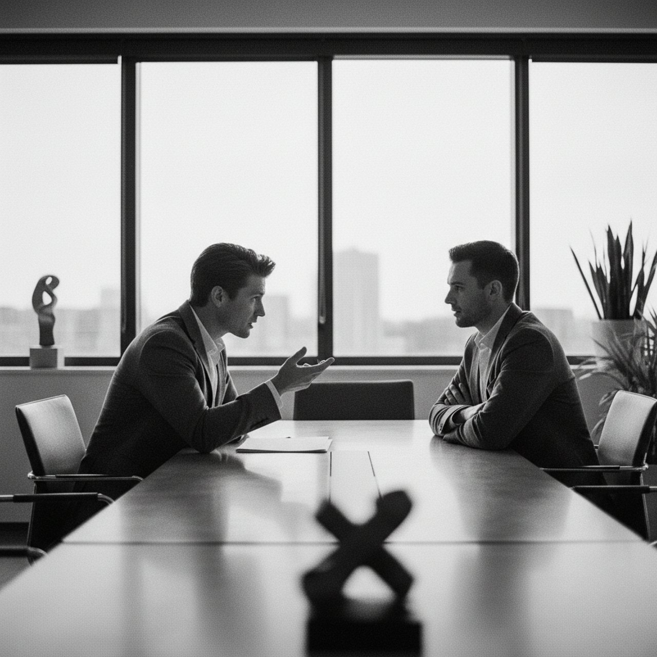 Two professionals in conversation