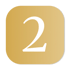 Weiße Ziffer Zwei in Serifenschrift auf einem quadratischen, goldfarbenen Hintergrund mit abgerundeten Ecken.