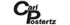 Schwarzer Schriftzug "Carl Postertz" mit silbernen Akzenten, wobei "Carl" diagonal über dem "P" von "Postertz" steht.