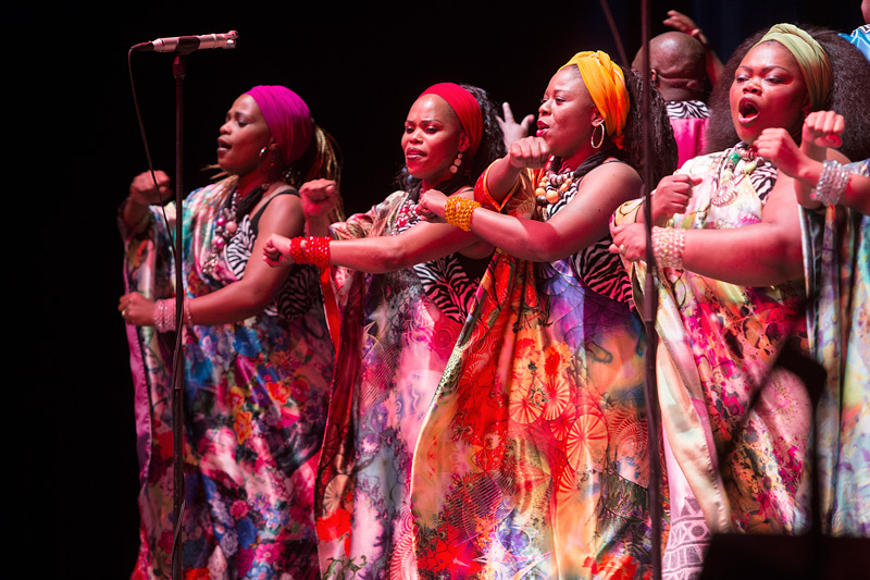 Soweto Gospel Choir entering the stage at the gala Pure Voices in the Helmut List Halle, Voices of Spirit 2014, Graz