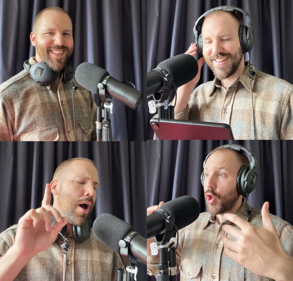 Pierre Huber, deutscher Sprecher und Voice Over Artist, Portrait im Studio