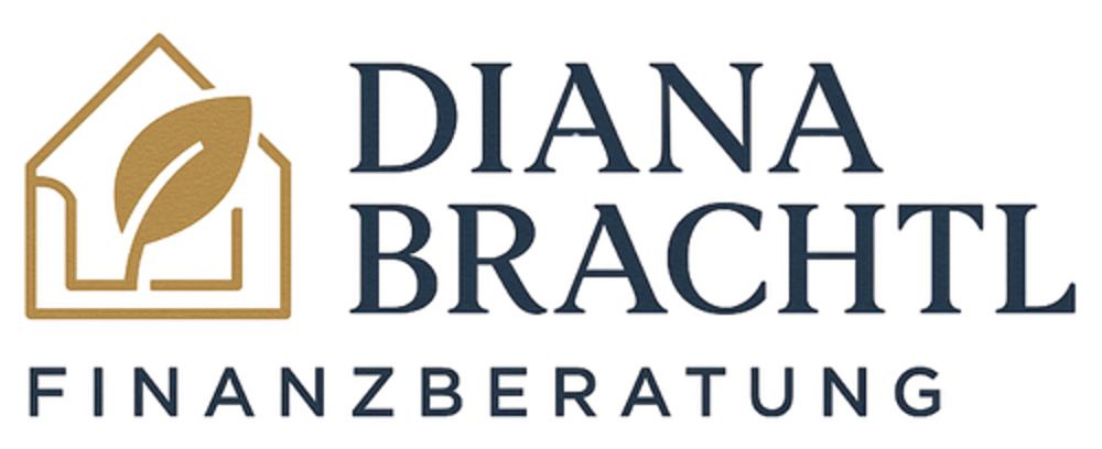 Logo: Diana Brachtl Finanzberatung, mit einem Haus- und Blatt-Symbol.