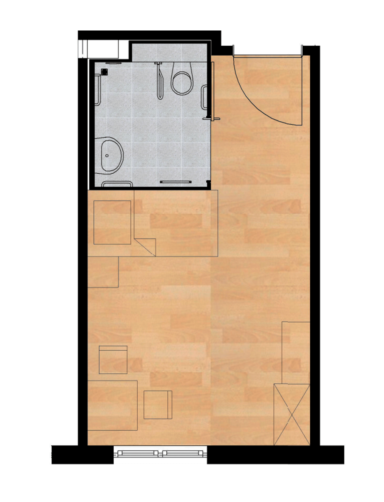 Grundriss Einzelpflegeappartement Nr. 1