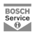 Graues Bosch Service Logo mit weißem Text und rundem Symbol darunter.