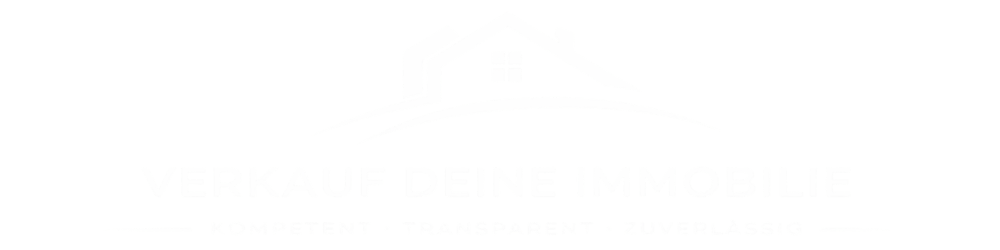 Haus-Logo mit Text „VERKAUF DEINE IMMOBILIE“, „KOMPETENT • TRANSPARENT • ZUVERLÄSSIG“ auf grünem Hintergrund.