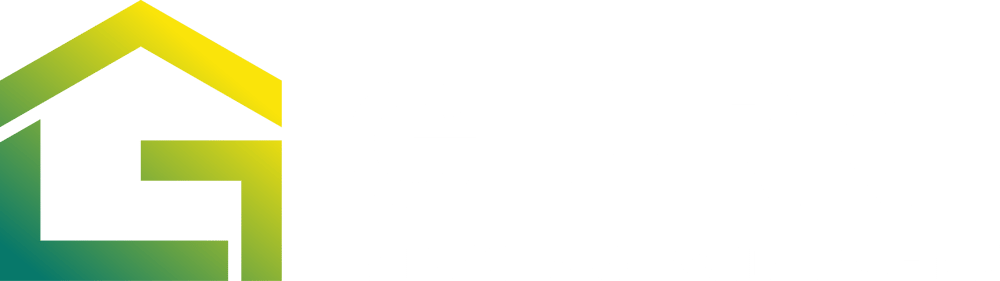 Logo von Gehrke Energie & Gebäudetechnik mit einem grün-gelben Haus-Symbol auf schwarzem Hintergrund.