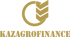 KazAgroFinance Logo mit einem goldenen Kreis und drei Ähren auf grünem Hintergrund.