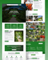 Website layout with green and white theme featuring garden images, text blocks including "GRÜNE TRÄUME. ECHTES HANDWERK." and gardening service descriptions.