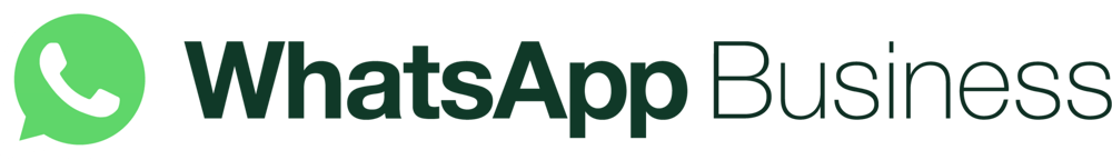 Grünes WhatsApp-Logo mit dem Schriftzug WhatsApp Business auf schwarzem Hintergrund.