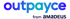 Das Logo zeigt "outpayce" in einem blauen Farbverlauf und darunter "from AMADEUS" in Dunkelblau.