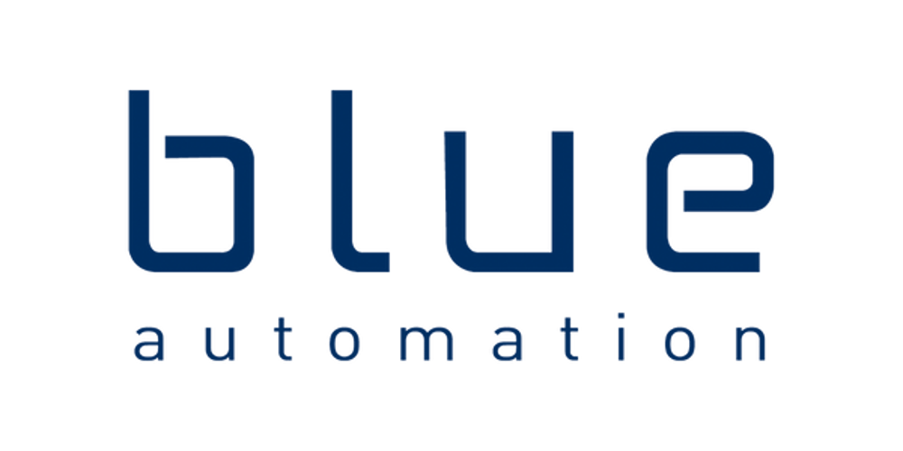 Das Logo zeigt "blue" in Großbuchstaben und "automation" in Kleinbuchstaben, beides in dunklem Blau.