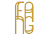 Goldenes, stilisiertes Logo mit den ineinander verschlungenen Buchstaben "FEG" auf dunkelgrünem Hintergrund.