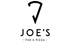 Logo von Joe's Pub & Pizza mit einem stilisierten Pizzastück-Symbol auf schwarzem Hintergrund.