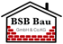 Logo der BSB Bau GmbH & Co.KG mit Hausumriss, Schornstein und rotem Ziegelmauerwerk.