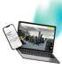 Ein Laptop und ein Smartphone zeigen eine Fitnessstudio-Website mit einem Bild von Trainingsgeräten und Text über ein Fitnessstudio in Waldkirch.