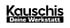 Kauschis Deine Werkstatt Logo mit schwarzem Text auf weißem Hintergrund.